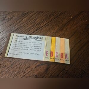 Vintage Disneyland Rare Ticket Book  10 of 11 Coupons Still In Book Decent Shape